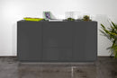 Credenza 2 Ante + 3 Cassetti 160x41,4x86 cm Bloom Grigio Antracite Laccato Lucido