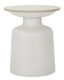 Tavolinetto White Fush Ø40x47 cm in Ferro e Ceramica Bianco      