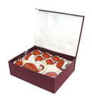 Set Tazze The 9 Pezzi con Teiera e Lattiera in Porcellana Decoro in Bambù Arancione