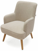 Poltrona Imbottita in Tessuto con Gambe in Legno Soriani Ecrù