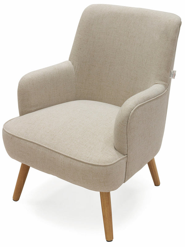 acquista Fauteuil Rembourré en Tissu avec Pieds en Bois Soriani Ecru