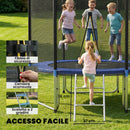 Trampolino Ø305x248 cm con Rete di Protezione e Scaletta per Esterni in Acciaio e PP Blu      