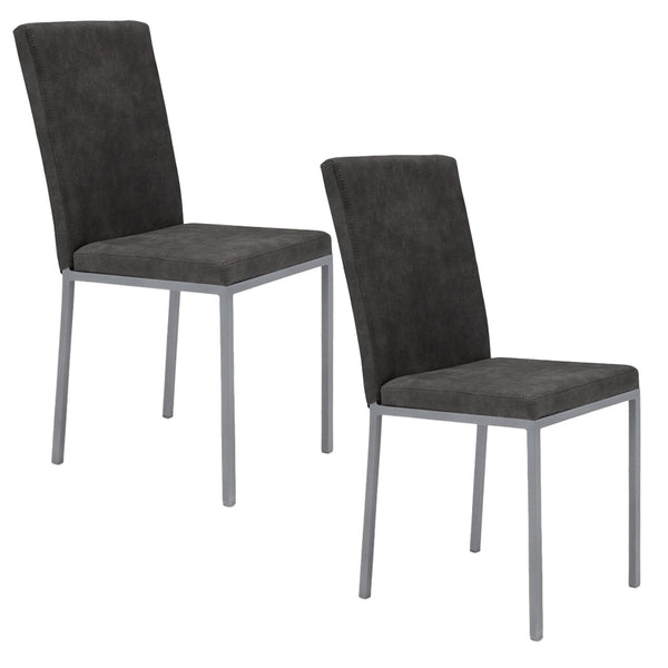 Set 2 sedie Imbottite 42x54x93 cm in Tessuto Ranger Licya Moka Bufalo / Gambe Silver online