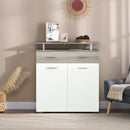 Mobile  1 Cassetto 2 Ante con Ripiano Rialzato 104x38,5x111,5 cm in Truciolato Bianco