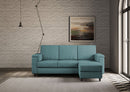 Divano 3 Posti con Pouf 208x155x85 cm Marrak in Tessuto Petrolio