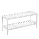 Scarpiera Multiuso 33x70x26 cm 2 Ripiani in Bambù Bianco