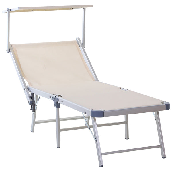 Bain de Soleil de Jardin Pliable en Aluminium et Textilène Beige acquista