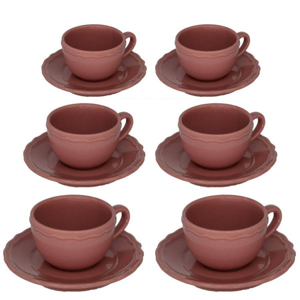 prezzo Set de 6 Tasses à Café avec Soucoupe Ø7,5xh5 cm en Grès Cérame Juliette Rose Antique
