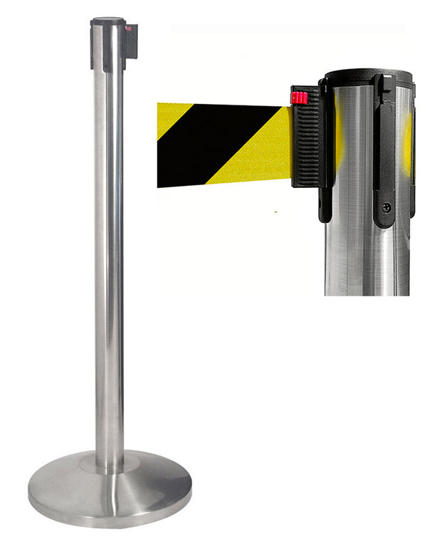 sconto Tringle à Rideau 3 mètres en Inox Brossé Ø36x101 cm Ruban Jaune/Noir