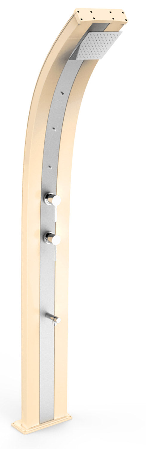 prezzo Doccia Solare da Giardino 40L Miscelatore Nebulizzatore e Lavapiedi Arkema Dada Fascia Inox Champagne Bronze
