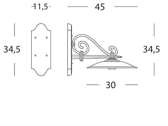 Lampada Applique Colore Grigio per Esterno Linea Piatto Antico Sovil