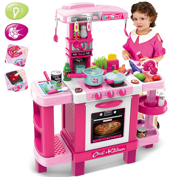 Cucina Giocattolo Bambini con Luci e Suoni 34 Accessori Gioco 87x78x29cm Rosa online