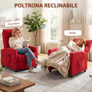 Poltrona Massaggiante  66x91x108 cm Reclinabile a 160° con Poggiapiedi e Telecomando in Ciniglia Rosso Vino      