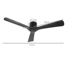 Ventilatore da Soffitto Reversibile a 3 Pale con 6 Velocità Ø132 cm Timer fino 8 Ore e Telecomando Nero