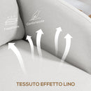 Poltrona da Salotto Moderna 90x86x91 cm Imbottitura a Molle Insacchettate in Tessuto Effetto Lino Crema  