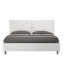 Letto Matrimoniale con Alzata Comoda Struttura Bianco Frassico con Cuscini in Similpelle Appia Bianco Varie Misure