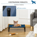 Lettino per Cani Rialzato con Seduta Traspirante 61x46x18 cm in Acciaio e Tessuto Marrone e Nero