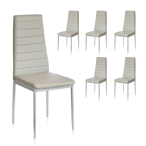 Lot de 6 chaises d'intérieur grises 41x41x96 cm en simili cuir sconto