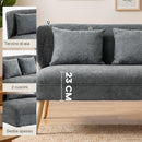 Divano 2 Posti 117x65x78,5 cm con Seduta Ampia Imbottitura Spessa 2 Cuscini Gambe in Legno Caucciù e Ciniglia Grigio      
