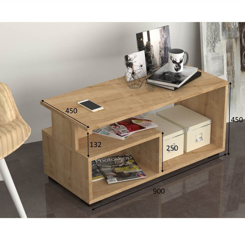 Tavolino da caffè basso 90x45x45 cm Madrid rovere