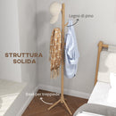Appendiabiti da Terra in Legno di Abete a 8 Ganci per Casa e Ufficio 40x40x165 cm Color Legno 
