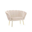 Divano salotto 122x73x78 cm 2 Posti in Velluto Seduta a Conchiglia Lola Beige