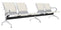 Banc de salle d'attente 4 places pour bureau avec coussin et table basse en acier et simili cuir argent/ivoire