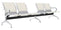 Banc de salle d'attente 4 places pour bureau avec coussin et table basse en acier et simili cuir argent/ivoire