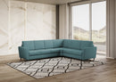 Divano Angolare 6 Posti 288x228x85 cm Yasel in Tessuto Petrolio