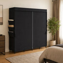 Armadio Salvaspazio 170x45x167 cm con 5 Aste 4 Ripiani 6 Tasche Laterali in Tessuto Nero      