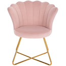 Sedia Relax con Schienale e Seduta in Velluto Rosa Struttura Metallo