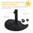 Base per Ombrellone a Mezzaluna 50x31x32 cm per Pali da Ø3,8 e Ø4,8 cm in Resina Nero 