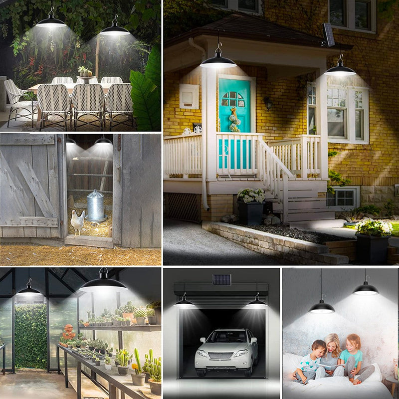 Lampade Solari a Sospensione con Pannello Solare in ABS Bianco e Nero