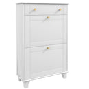 Scarpiera Salvaspazio Slim 60x23,5x98,5 cm con 2 Ante a Ribalta Cassetto Base Rialzata in MDF Bianco      