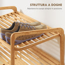 Scaffale Scarpiera a 3 Livelli per 12 Paia di Scarpe 76x33x50,8 cm con Ripiani a Doghe in Bambù    