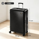 Valigia Rigida Grande 116 L 77x50x33 cm Espandibile con 4 Ruote e Lucchetto TSA in ABS Nero      