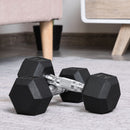 Set di 2 Manubri Esagonali da 4 kg con Presa Antiscivolo e Rivestimento in Gomma Nero   