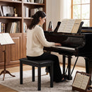Sgabello per Pianoforte Imbottito 44,5x30x50 cm con Gambe in Legno e Rivestimento in Finta Pelle PU Nero      