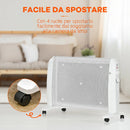 Riscaldatore Elettrico a Mica 1000W-2000W con Termostato Regolabile 4 Ruote Bianco      
