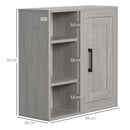 Pensile Bagno con 3 Ripiani Aperti e Armadietto 48x20x50 cm in Legno Truciolare Grigio