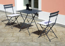 Set Tavolino e 2 Sedie Pieghevoli da Giardino in Ferro Vorghini Bistrò Antracite