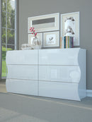 Comò 6 Cassetti 155x40x81,5 cm Onda 6C Bianco Lucido  