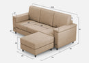 Divano 3 Posti con Pouf 208x155x85 cm Marrak in Tessuto Beige