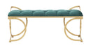 Panca Glam Luxy Verde 103x43x47 cm in Ferro e MDF e Spugna e Poliestere Verde e Oro