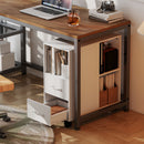 Cassettiera da Ufficio 60x30x65 cm con Ruote Minimal con 2 Cassetti Vano Aperto e Ripiano Regolabile in Legno Bianco      