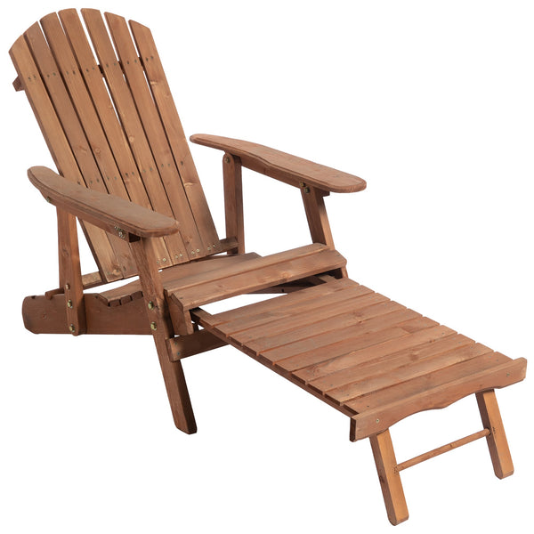 Chaise longue Adirondack en bois avec repose-pieds online