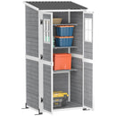 Armadio Porta Attrezzi da Esterno 91x69x185-192H cm Tetto inclinato in Plastica in Legno Grigio  