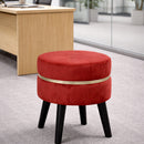 Pouf Sgabello Ø35x40,5 cm Design Moderno Poggiapiedi con Rivestimento in Velluto Bordeaux     