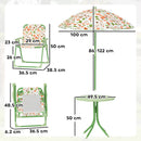 Set da Giardino per Bambini 2-5 Anni con Tavolino 2 Sedie e un Ombrellone Verde    