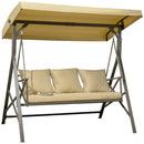 Dondolo da Giardino 3 Posti 190x120x178 cm in Acciaio e Poliestere Marrone e Cachi